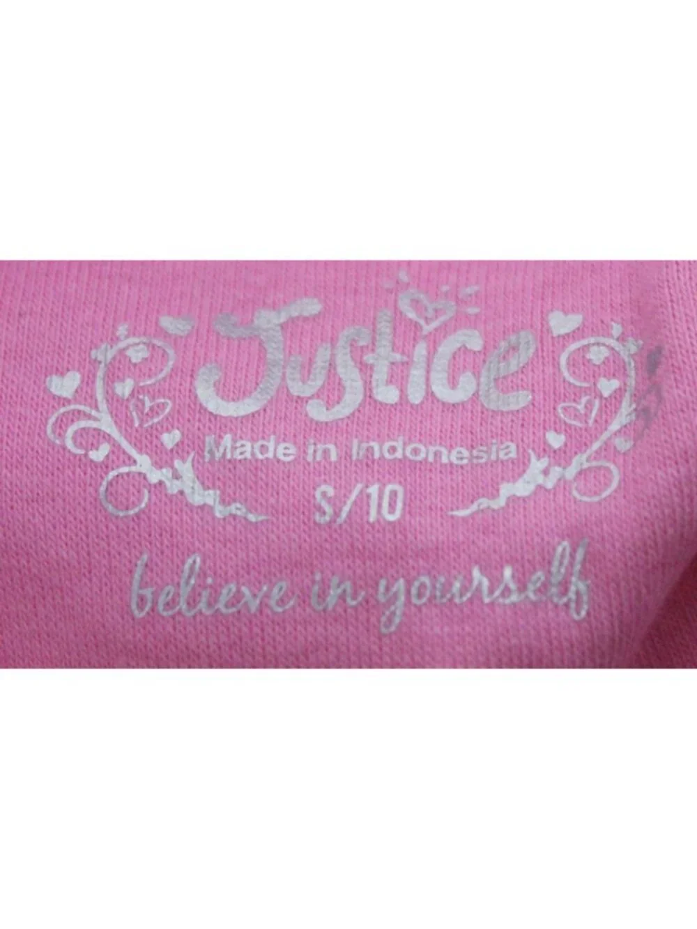 Y2K 2010s Justice Pink Long Tee Shirt TShirt sz 10 Small Cap Sleeves Stretch NOS